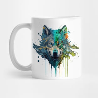 Wolf Splash Art: Colorful Fantasy Painting #1 Mug